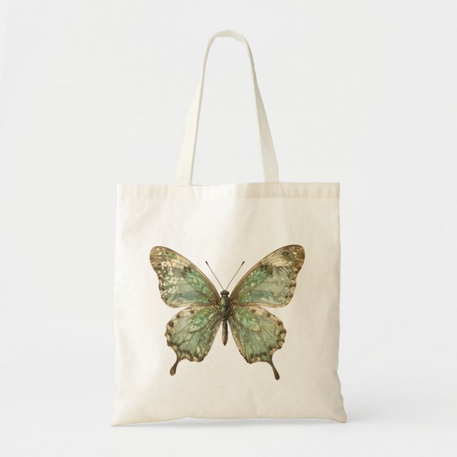 Ornate Butterfly with Leaf Pattern Wings Tote Bag (Front)