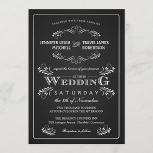 Ornate Chalkboard Vintage Wedding Invitations
