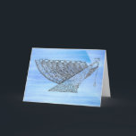 Ornate Chanukah Menorah Customisable Greeting Card<br><div class="desc">I drew a highly ornamented Chanukah menorah using pen and ink and then set it against a watercolor blue background using digital manipulation. This menorah features an elegant flow of a woman's robe - if you choose to see it that way.</div>