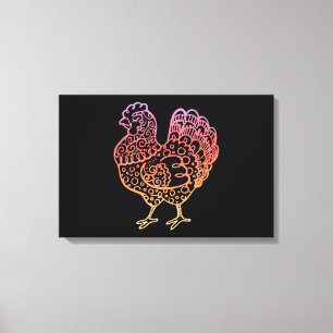 Ornate Chicken Lineart Canvas Print