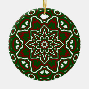Ornate Christmas Pattern 2 Ceramic Tree Decoration