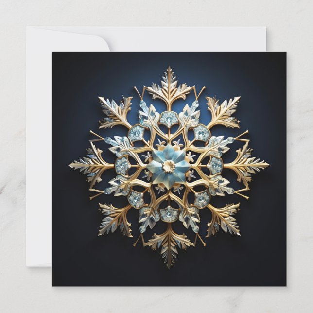 Ornate Christmas snowflake Holiday card (Front)