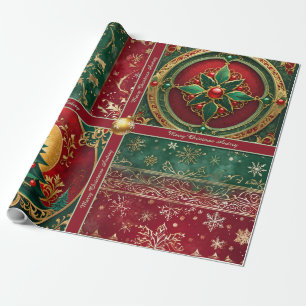 Ornate Christmas Wrapping Paper with Text