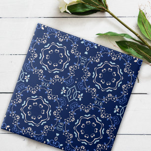 Ornate Classic Blue & White Mediterranean Azulejo Tile