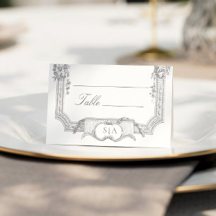 Ornate Classic French Rose Border Wedding Place Card