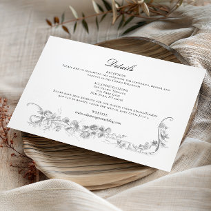 Ornate Classic French Rose Garland Wedding Enclosure Card