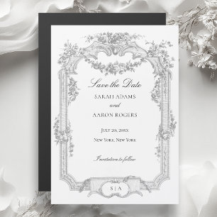 Ornate Classic French Rose Garland Wedding Magnetic Invitation
