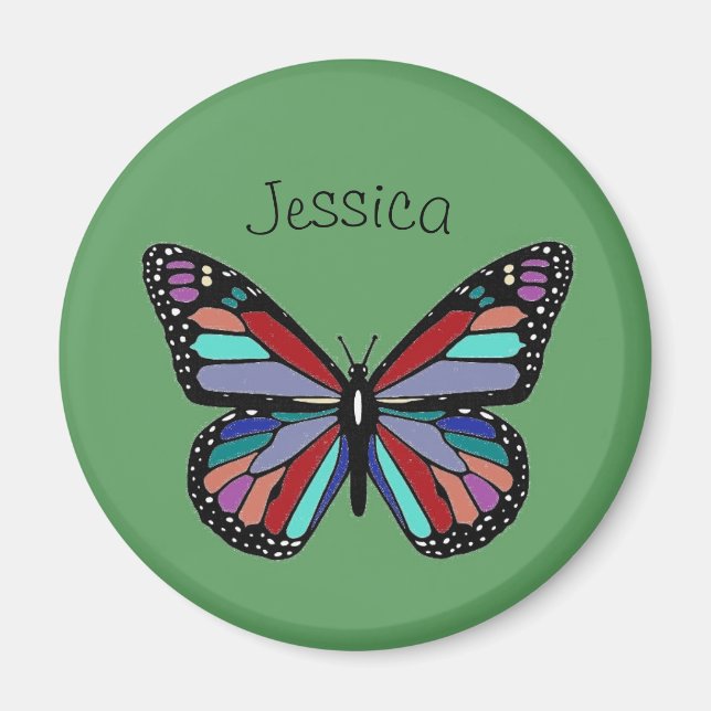 Ornate Colorful Butterfly Personalised Magnet (Front)