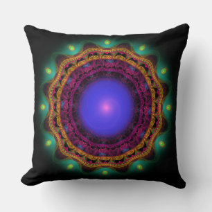 Ornate colourful bright mandala cushion