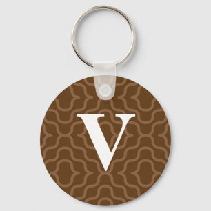 Ornate Contemporary Monogram - Letter V Key Ring