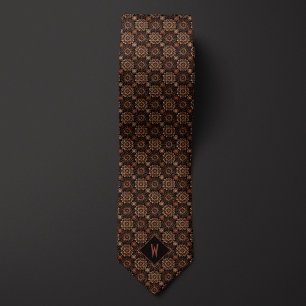 Ornate Copper Mandala Monogram Tie