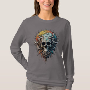 Ornate Cosmic Skull Gothic Baroque Mandala  T-Shirt