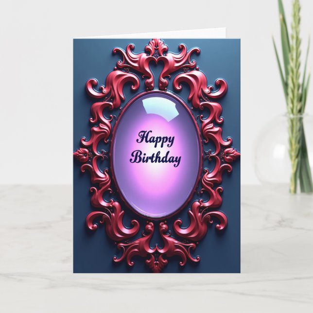 Ornate Crimson Birthday Card (Front)