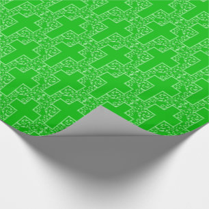 Ornate Cross-13-Green Wrapping Paper