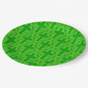 Ornate Cross 1 Green-PAPER PARTY PLATES
