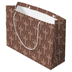 Ornate Cross-20-Brown-GIFT BAG L