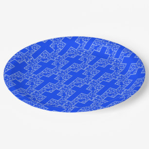 Ornate Cross 8 Blue-PAPER PARTY PLATES