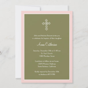 Ornate Cross Baptism/Christening Invitation