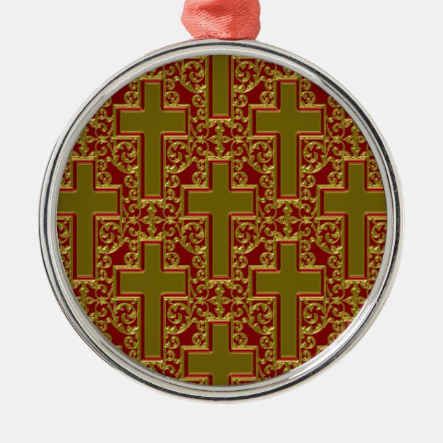 Ornate Cross Metal Tree Decoration (Front)