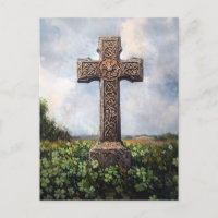Ornate Cross Monument Clover Shamrocks