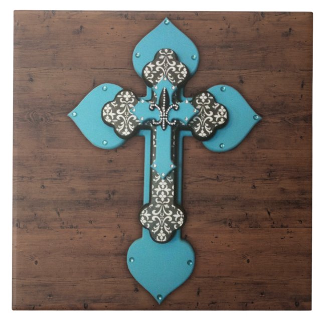 Ornate Cross Wall Plaque Tile (Front)