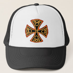 ornate cross with braid trucker hat