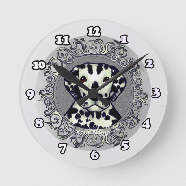 Ornate Dalmatian Round Clock (Front)