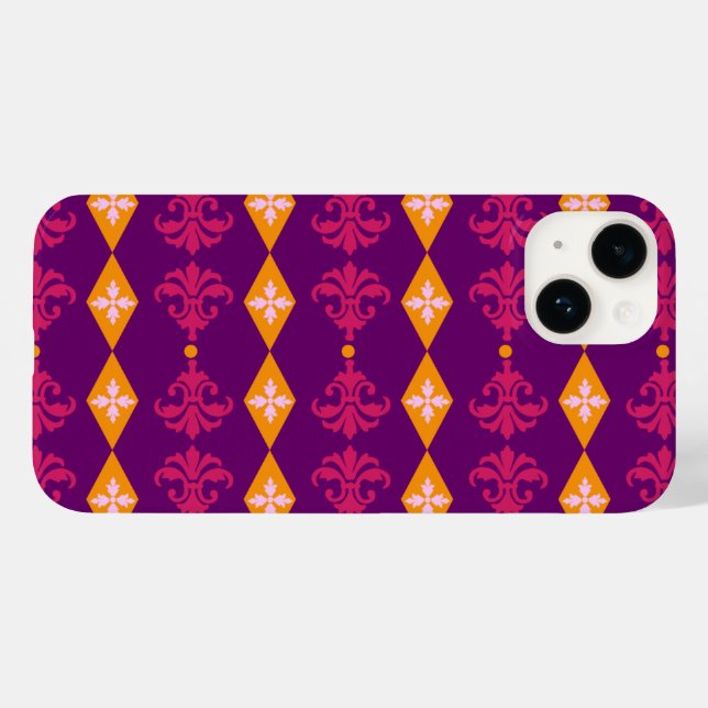 Ornate Damask Diamond Stripe Case-Mate iPhone Case (Back (Horizontal))