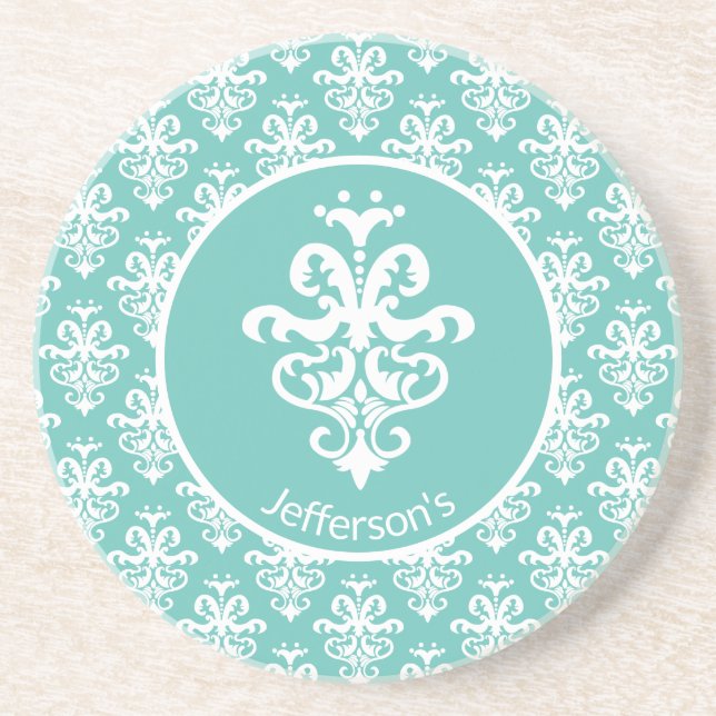 Ornate Damask Patterned Coaster (Front)