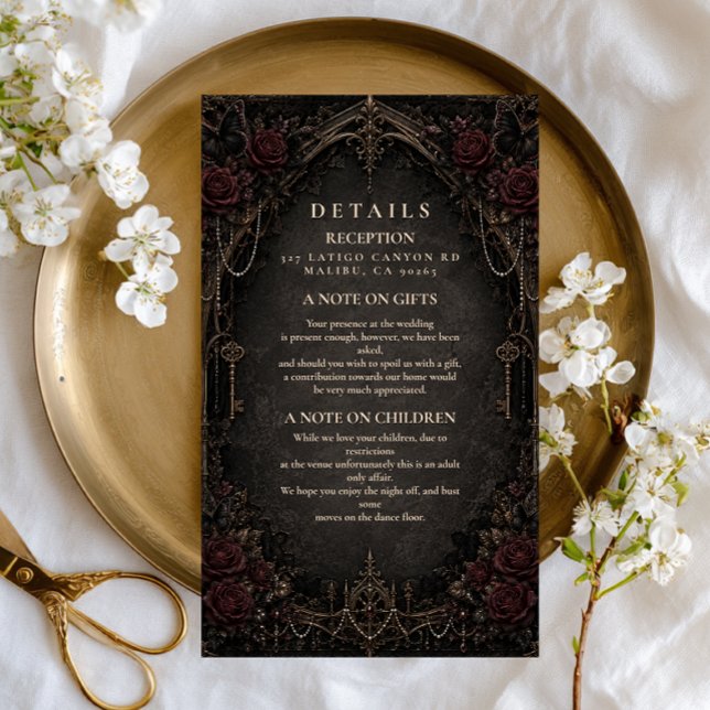 Ornate Dark Victorian Goth Wedding Enclosure Card (Creator Uploaded)