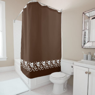 Ornate Decor Solid Chocolate Brown Bathroom Home Shower Curtain