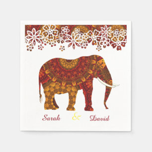 Ornate Decorated Indian Elephant Design Napkin