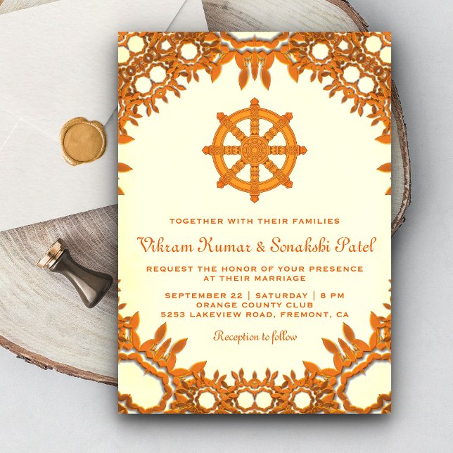 Ornate Dharma Wheel Indian Wedding Invitation (Creator Uploaded)