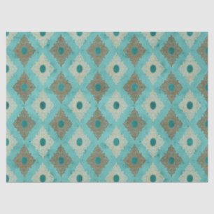 Ornate Diamond Frames on Teal Decoupage Tissue Paper