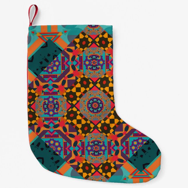Ornate Eastern: Luxury Green Decor. Small Christmas Stocking (Front)
