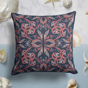 Ornate Elegance in Midnight Blue Cushion