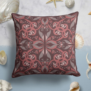 Ornate Elegance in Wine Red Cushion