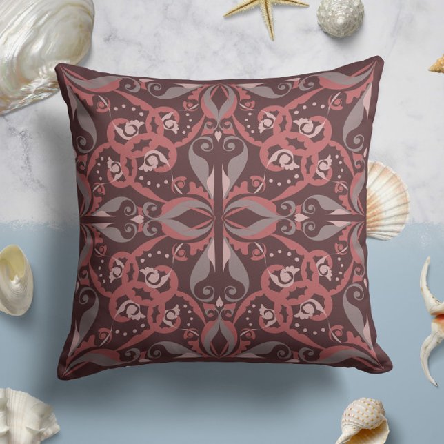 Ornate Elegance in Wine Red Cushion (Creator Uploaded)