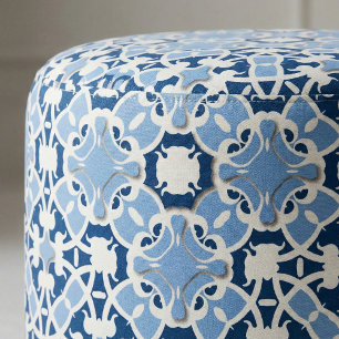 Ornate Elegant Damask Classic Blue And White Fabric