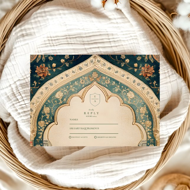 Ornate Elegant Floral Islamic Wedding RSVP Card (Creator Uploaded)
