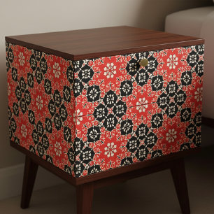 Ornate Elegant Mosaic Red Black White Decoupage Tissue Paper