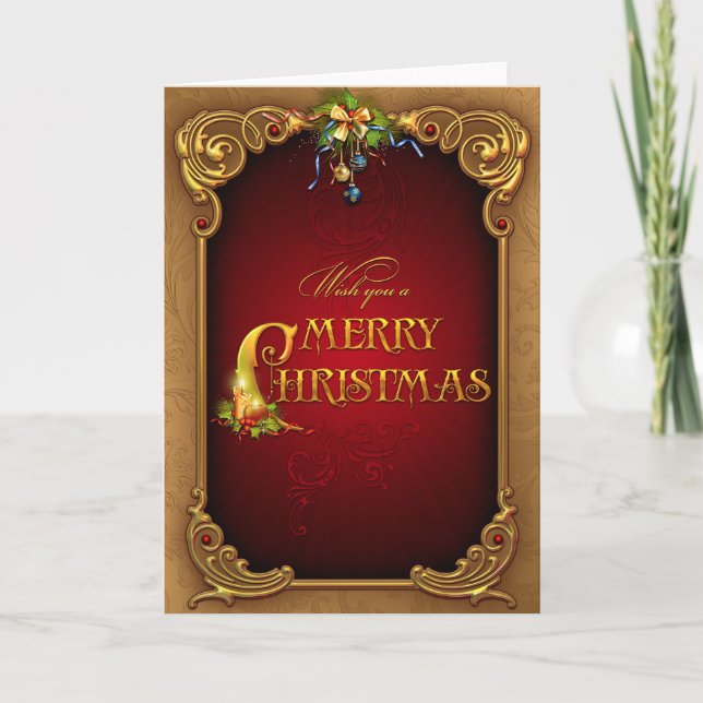 Ornate Elegant Personalised Christmas Card (Front)