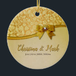 Ornate Elegant Retro Abstract Flowers and Leaves   Ceramic Tree Decoration<br><div class="desc">Embellished with ornate,  elegant,  and retro abstract floral designs,  these cards charm. The interplay of light brown and gold flowers and leaves adds a touch of opulence,  infusing your event with a sense of grandeur and sophistication.</div>