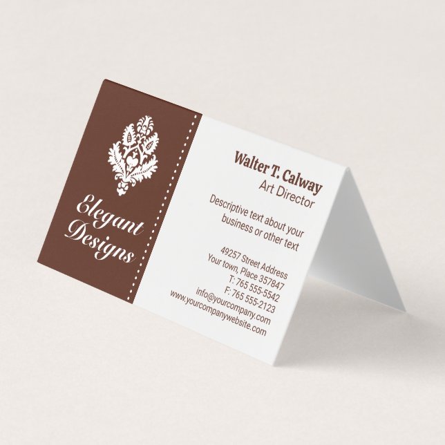 Ornate Element | Brown Business Card (Front)