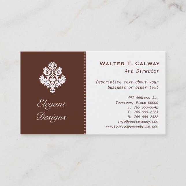 Ornate Element (chocolate brown) Business Card (Front)