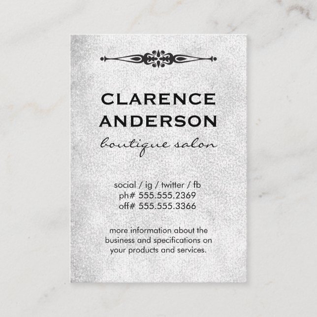 Ornate Element Grey Texture Business Card (Front)