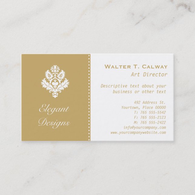 Ornate Elements (almond) Business Card (Front)