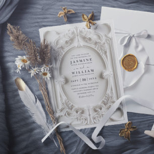 Ornate Embossed Vintage Elegant Modern Wedding Invitation