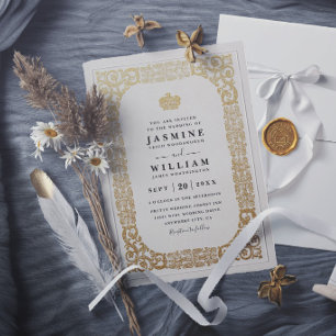 Ornate Embossed Vintage Elegant Modern Wedding Invitation