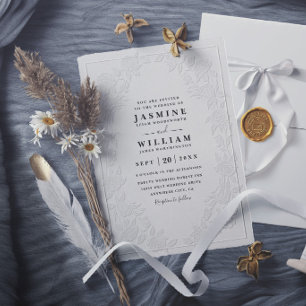 Ornate Embossed Vintage Floral Elegant Wedding Invitation
